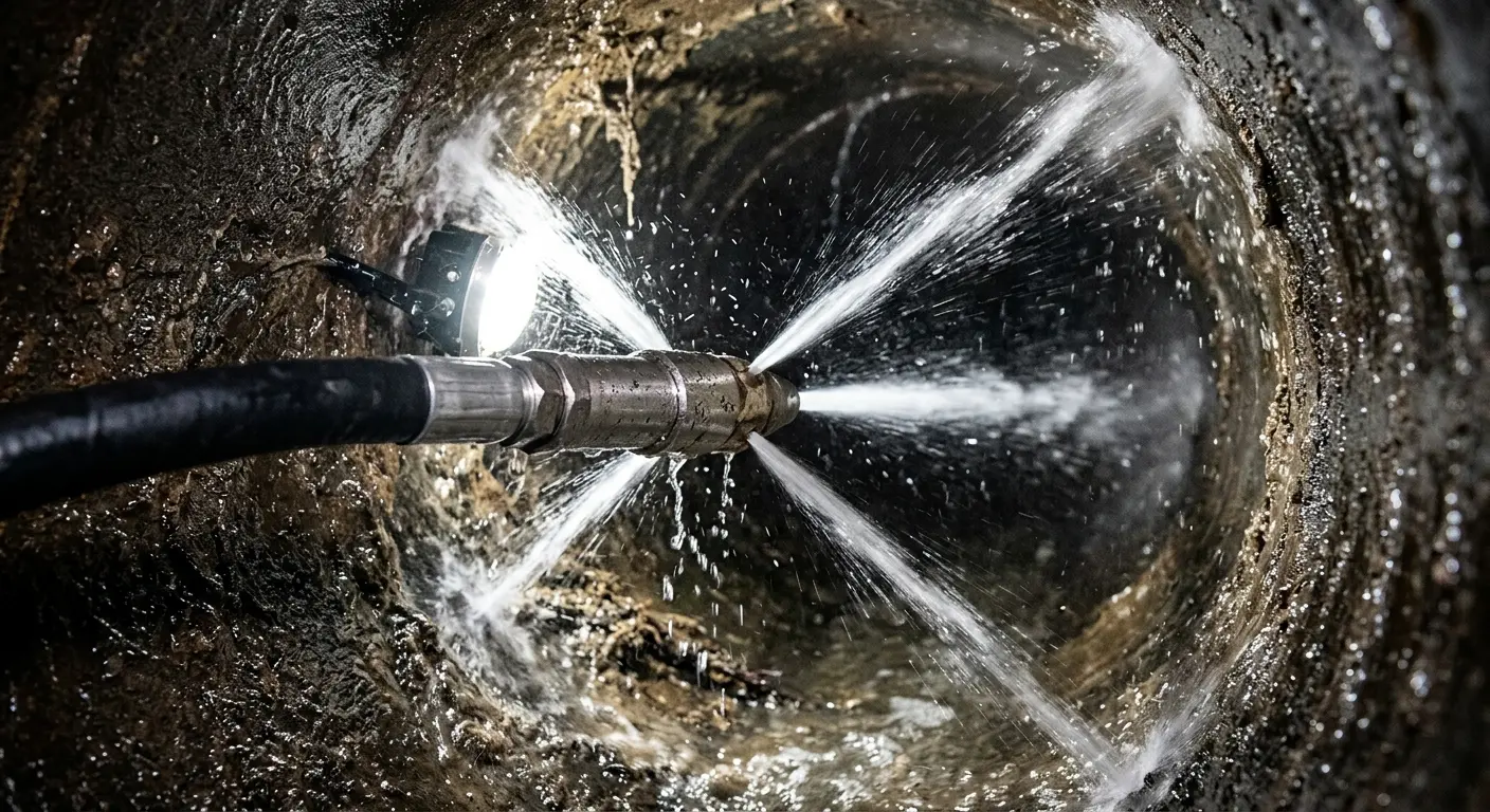High-pressure hydro jetting nozzle cleaning sewer pipe for Storm Drain Cleaning in Galliano